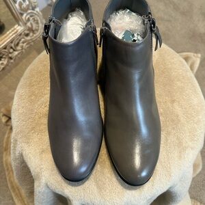 Ecco Charcoal Ankle Boots with Textured Detail